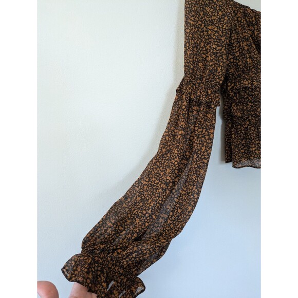 Astr the Label Fairfield Square Neck Crop Top Peasant Prairie Boho Puff Sleeve M - Picture 2 of 11